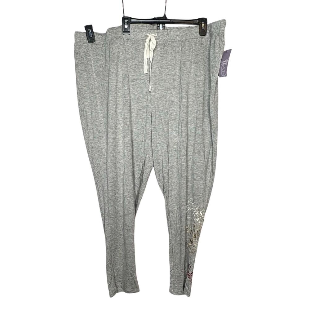 Catherines Gray Embroidered Cozy Comfy Lounge Sleep Pajama Pants Size 5X New